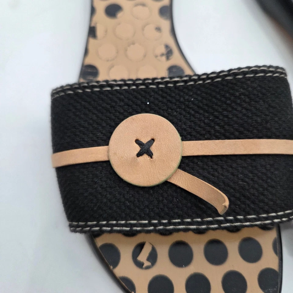 VTG KATE SPADE NEW YORK 6B Toby Black Button slides Polka Dot Flat Sandals - Image 4 of 4