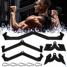 Lat Pull Down 5pc Grip Handle Cable V Bar Attachment T Bar Row/Seated Gym Strong