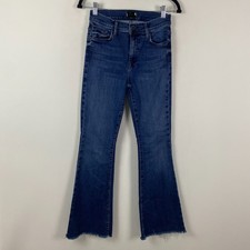 Mother The Weekender Fray Flared Denim Jeans Size 25 Blue Mint Condition Wash