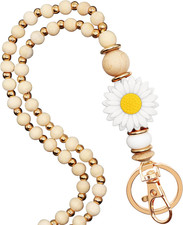 Wooden Boho Teacher Lanyard for Id Badge Cute Wood Beaded Lanyards for Women ...