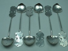 6 Teel&ouml;ffel Silber 900 Asien Handarbeit verziert sehr lang 50 Gramm