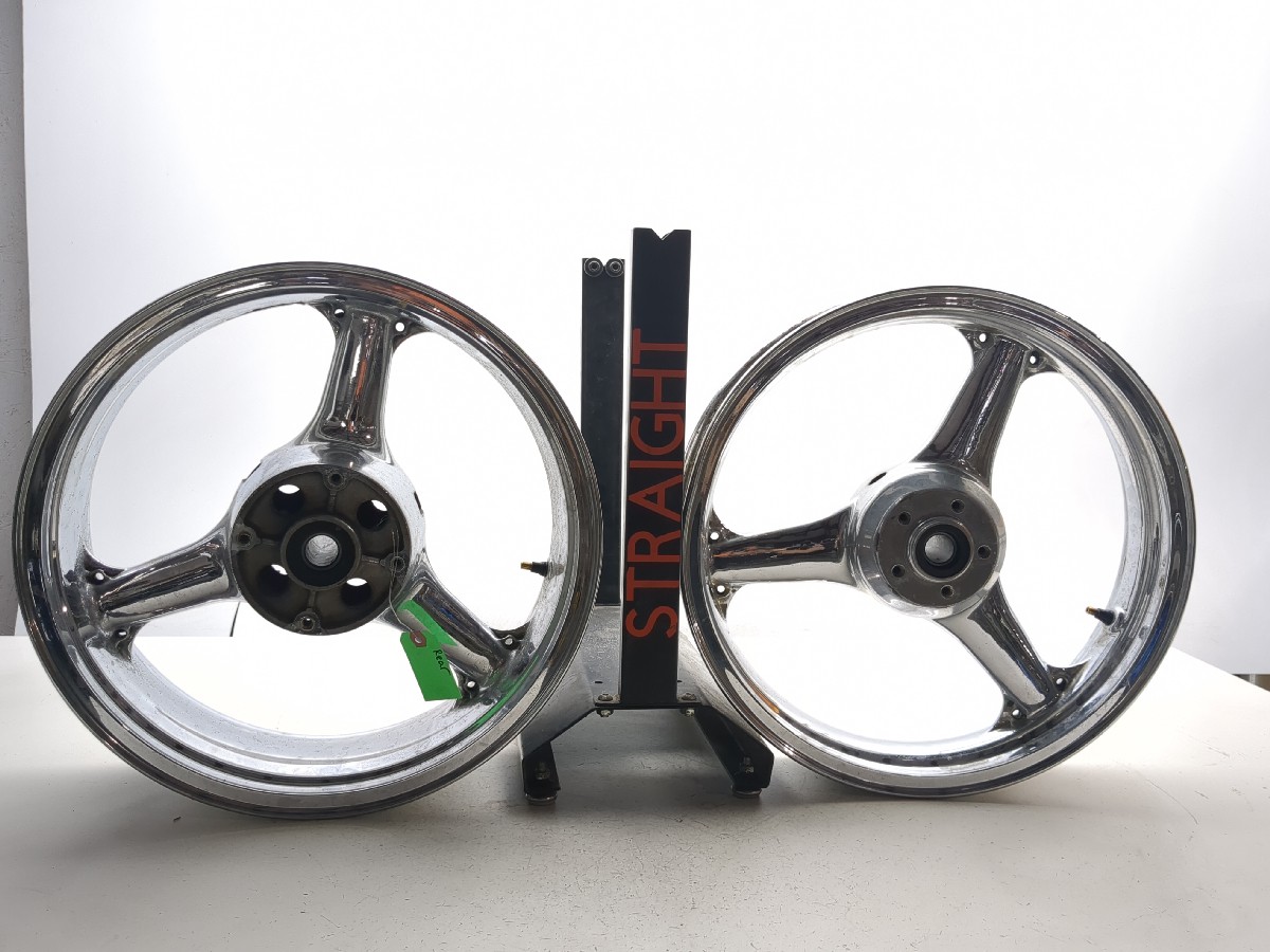 00-02 Kawasaki Ninja ZX6R ZX6 Chrome Wheel Rim STRAIGHT Set Pair