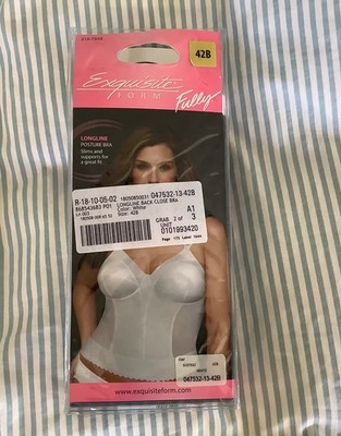 EXQUISITE FORM Fully Back Close Wirefree Longline Posture Bra White 42B