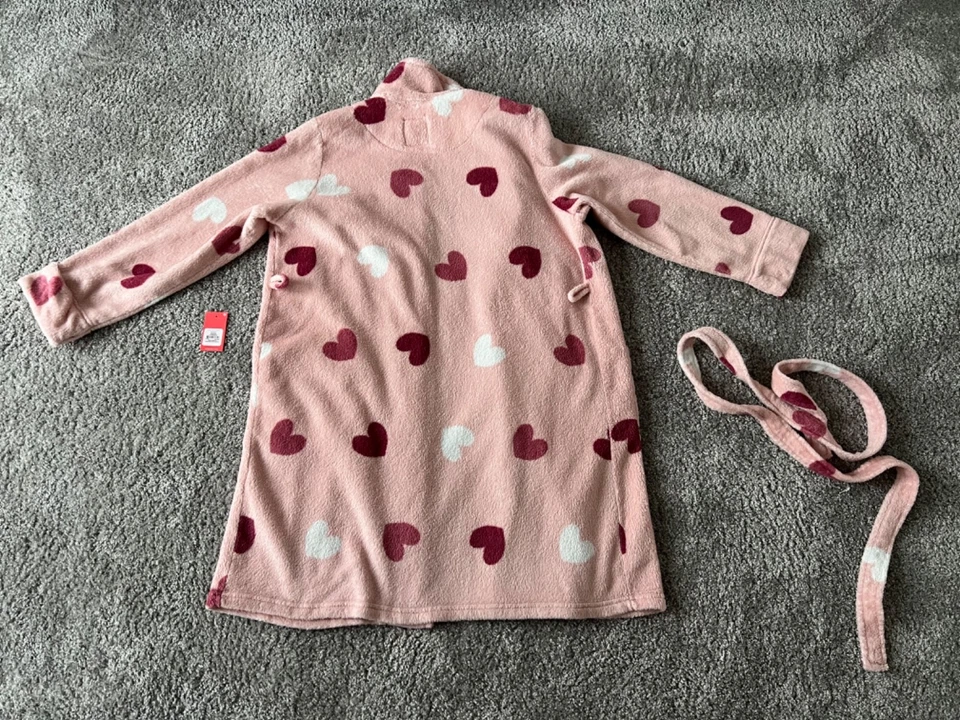 Primark +++ Flauschiger Bademantel mit Gürtel in Rosa mit Herzmotiv Gr. XS - 34 - Bild 4 von 4