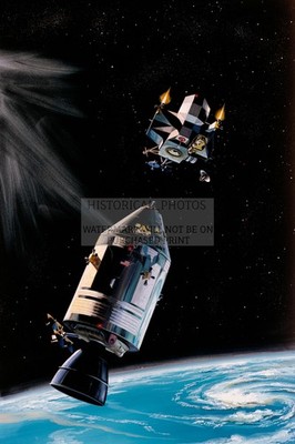 APOLLO CSM MODULE AND LUNAR MODULE ILLUSTRATION 1969 4X6 PHOTO
