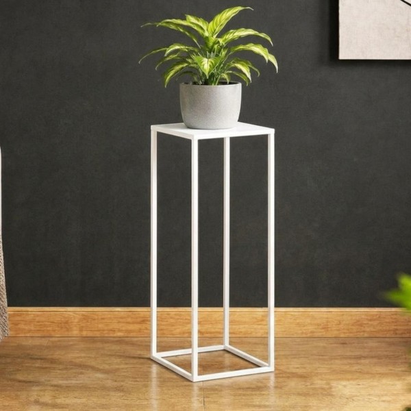 Blumenhocker Metall Weiß Eckig 50 - 70 Cm BlumenstäNder Beistelltisch 96482-image