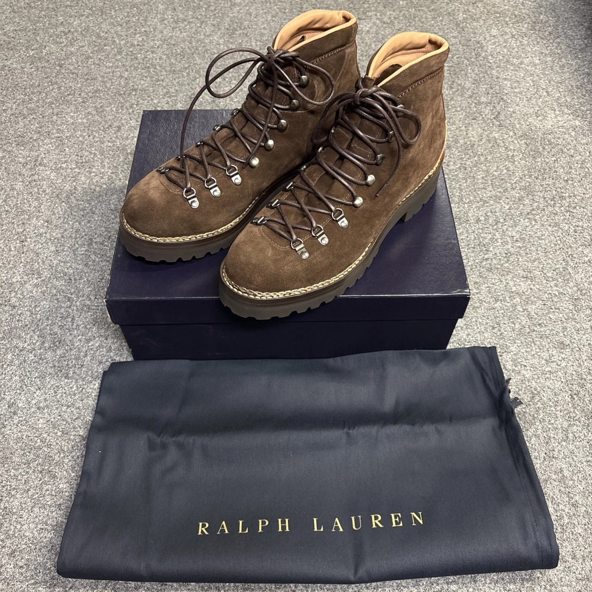 Ralph Lauren Purple Label Men's Lace Up Boots with Upper Leather