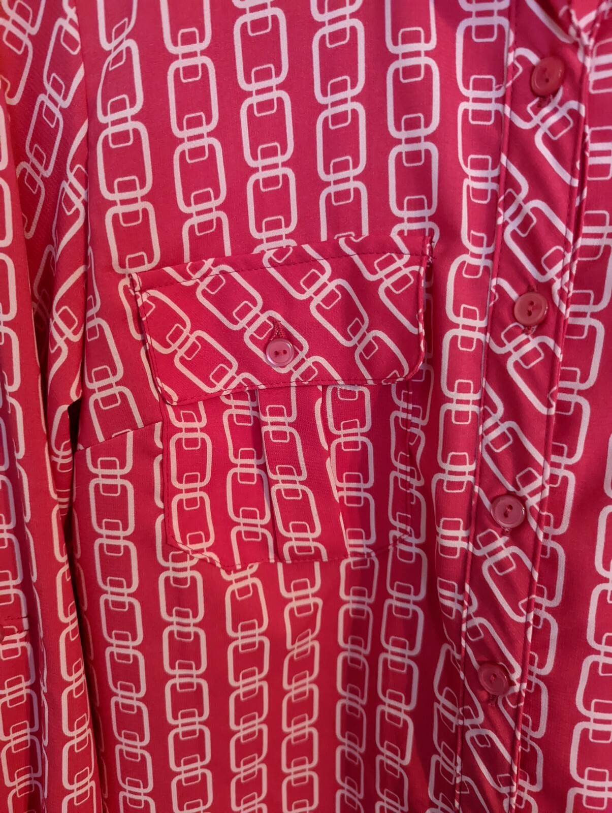 Notations Bright Pink Chain Link Button-Down Blou… - image 5