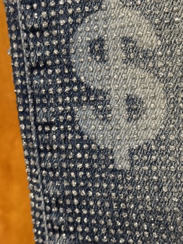 New Alien 51 Skinny Jeans Mens 32 X 31 Blue Stretch Money Signs Studded NWT $120 - Picture 2 of 10
