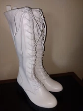 New Vepose White Cosplay Lace up Boots Anime style size 9