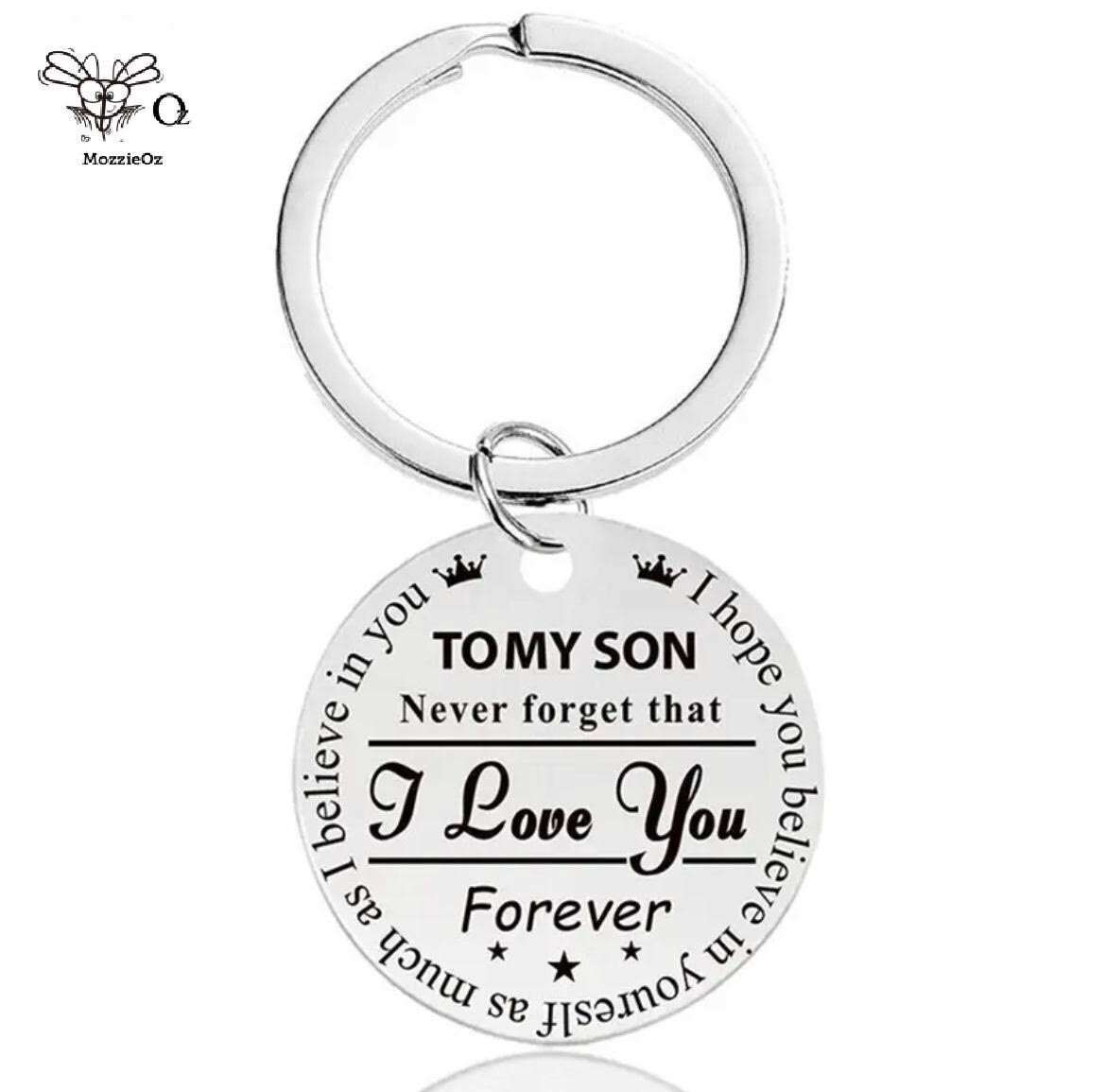 To My Son I Love You Forever Quote Silver Keychain Key Ring