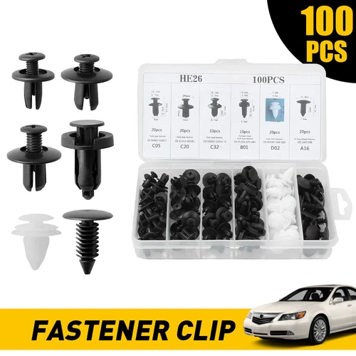100pcs Car Body Plastic Auto Fasteners Push Trim Clips Pin Rivet Bumper Kits - Bild 1 von 11