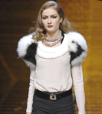 VALENTINO Vintage Black White Maribou Feather Shrug  S  Fall 2007