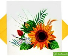 Tarjeta de felicitación de relleno de ramo de girasol - arte hecho a mano dedicado único