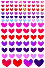 100 pc. 5"X8" SHEET FOIL IRIDESCENT ROMANTIC HEART STICKERS 9 Fast USA Ship 