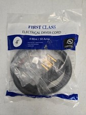 First Class Eletrical Dryer Cord 21-2048 4' ft 4 Prong Wire/30 AMP 10AWG/4C