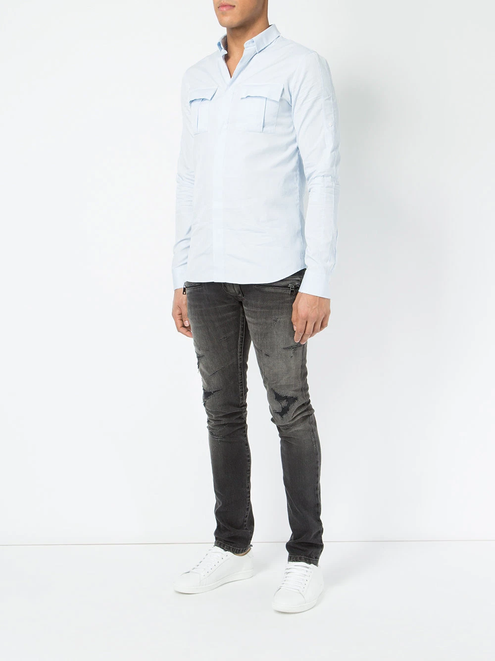 Balmain — BALMAIN 1785$ Skinny Distressed Jeans - Washed Black Japanese Denim