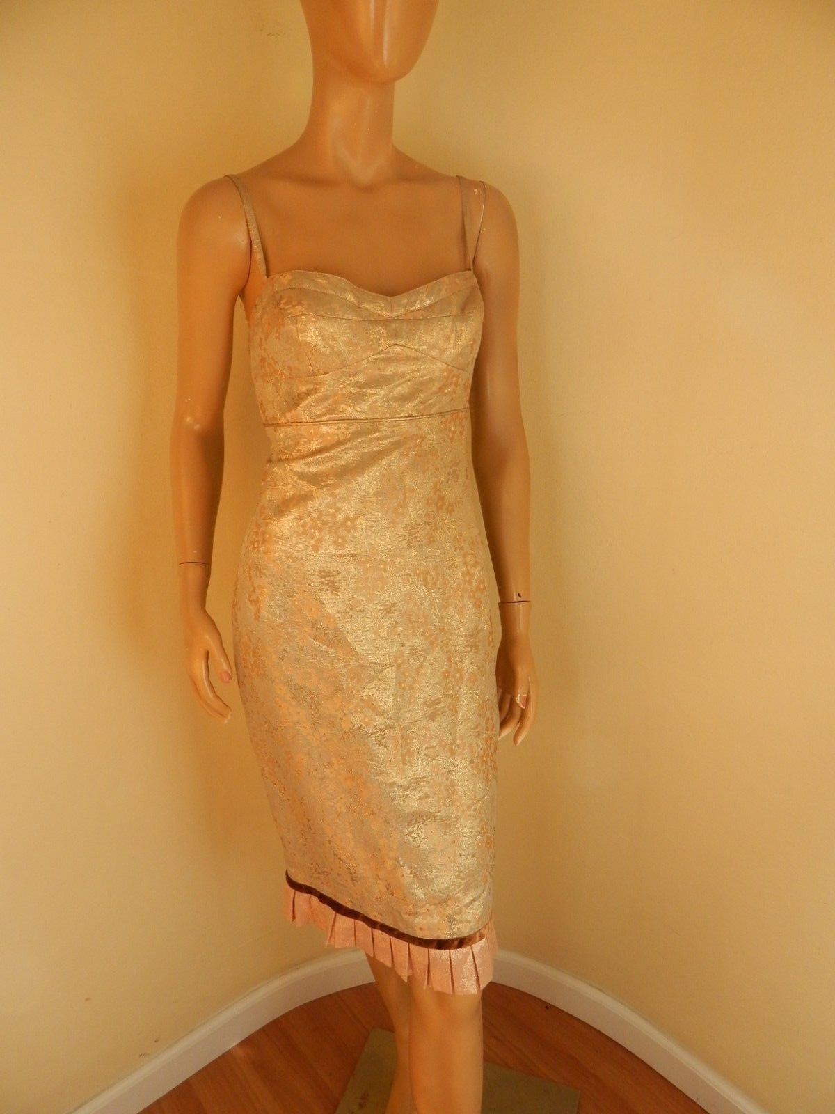 derek lam cocktail dress, small-med, metallic gold brocade-image