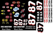  87 Buck Baker Nalley Chevrolet 1957 1/64th HO Scale Slot Car Decals