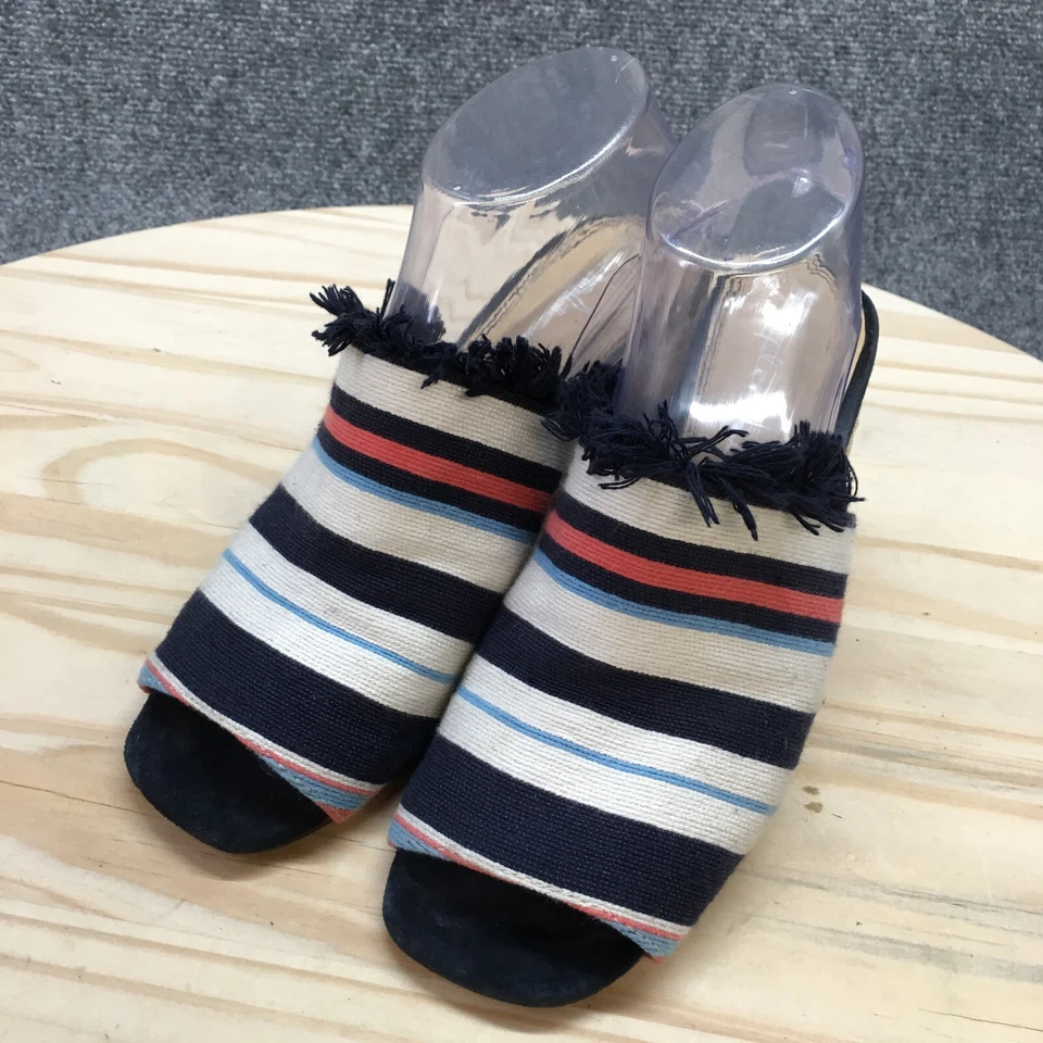 Splendid 凉鞋女式 8 男爵跟拖鞋多色帆布条纹 — 第 3/4 张图片