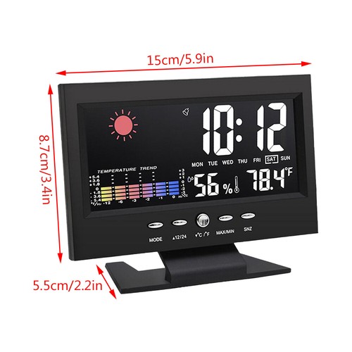 2024 sveglia digitale stazione meteo display a colori termometro orologio interno - Foto 8 di 9