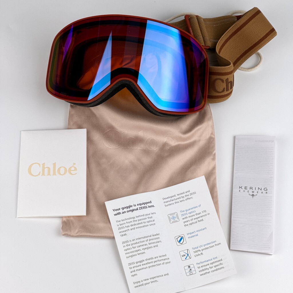 New! CHLOE Ski Mask CH0072S 003, Matte Rust/Orange Multilayer Blue, Authentic s-l400.jpg main image 3