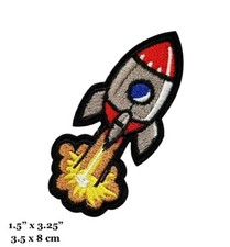Launching Space Rocket Ship Astronaut Embroidered Iron On Patch