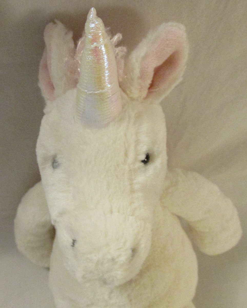 Jellycat London Medium Bashful Unicorn White Plush Pink Mane