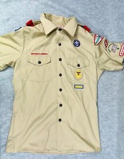 Vintage Boy Scouts Of America Mens Medium Official Shirt BSA Khaki