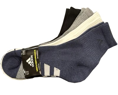 Adidas Men's Performance High Quarter Socks AEROREADY Gray White Blue Sz  6/12