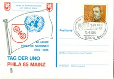 Germany  1985  Postcard  Day of the UNO United Nations   Phila 85 Mainz