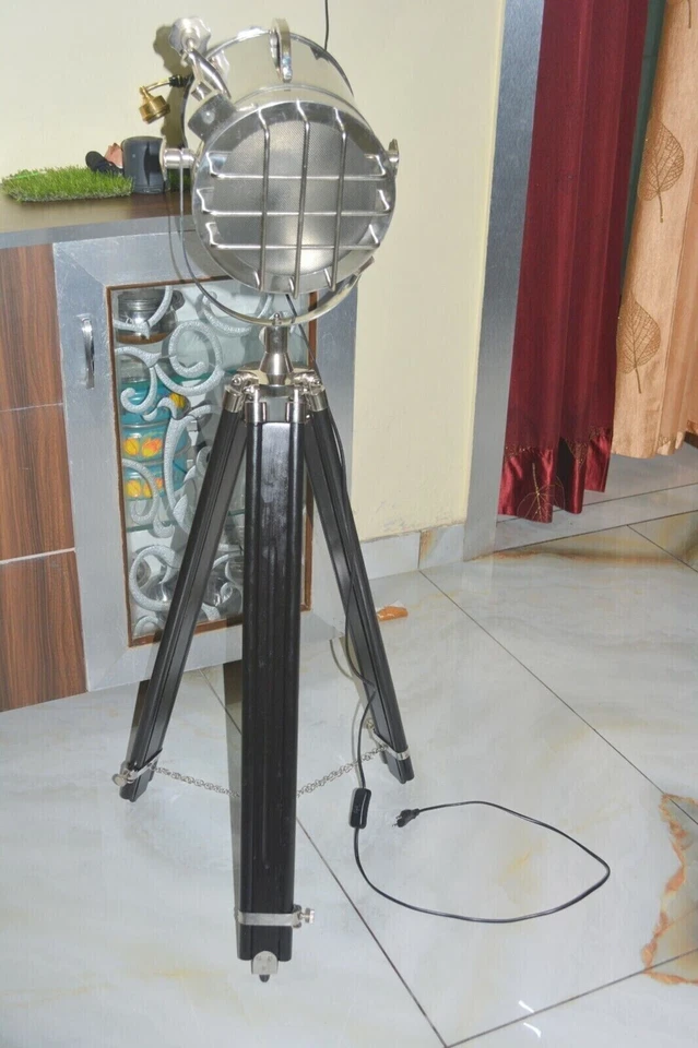 Nautical Hollywood Studio Tripod Floor Lamp Theater Spotlight Home Office Light - Image 2 of 4