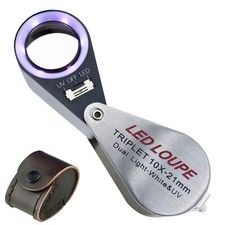 10x Foldable Pocket Magnifier Loupe With Uv And Led Light For Jewelry Rocks Coin