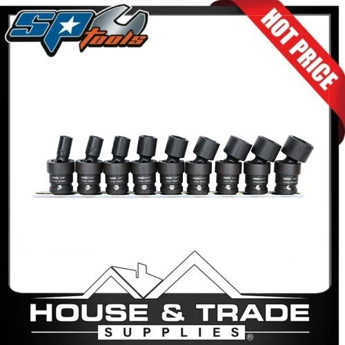SP Tools 9 Piece 1/2" SAE Swivel Impact Socket Set SP20366