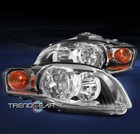FOR 2005-2008 AUDI A4 QUATTRO S4 B7 HALOGEN HEADLIGHT HEADLAMP CHROME LH+RH SET