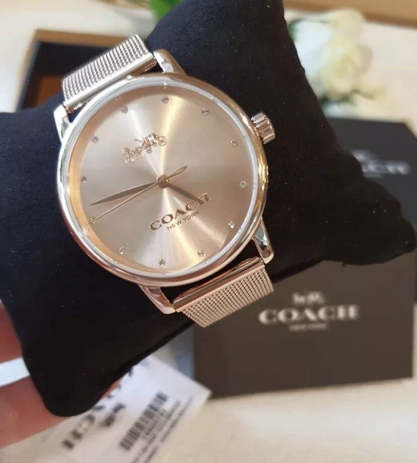 Coach 14503742 Grand Carnation Gold Glitz Dial Mesh Band Women's
