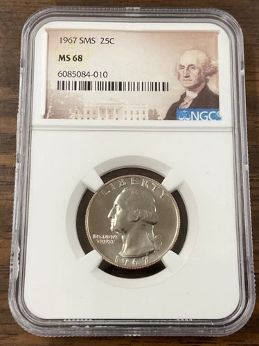 1967 SMS Washington Quarter 25c NGC MS68 - Washington Portrait Holder.