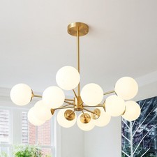 12-Light Modern Sputnik Chandelier Light Glass Globe Shade Ceiling Light Fixture