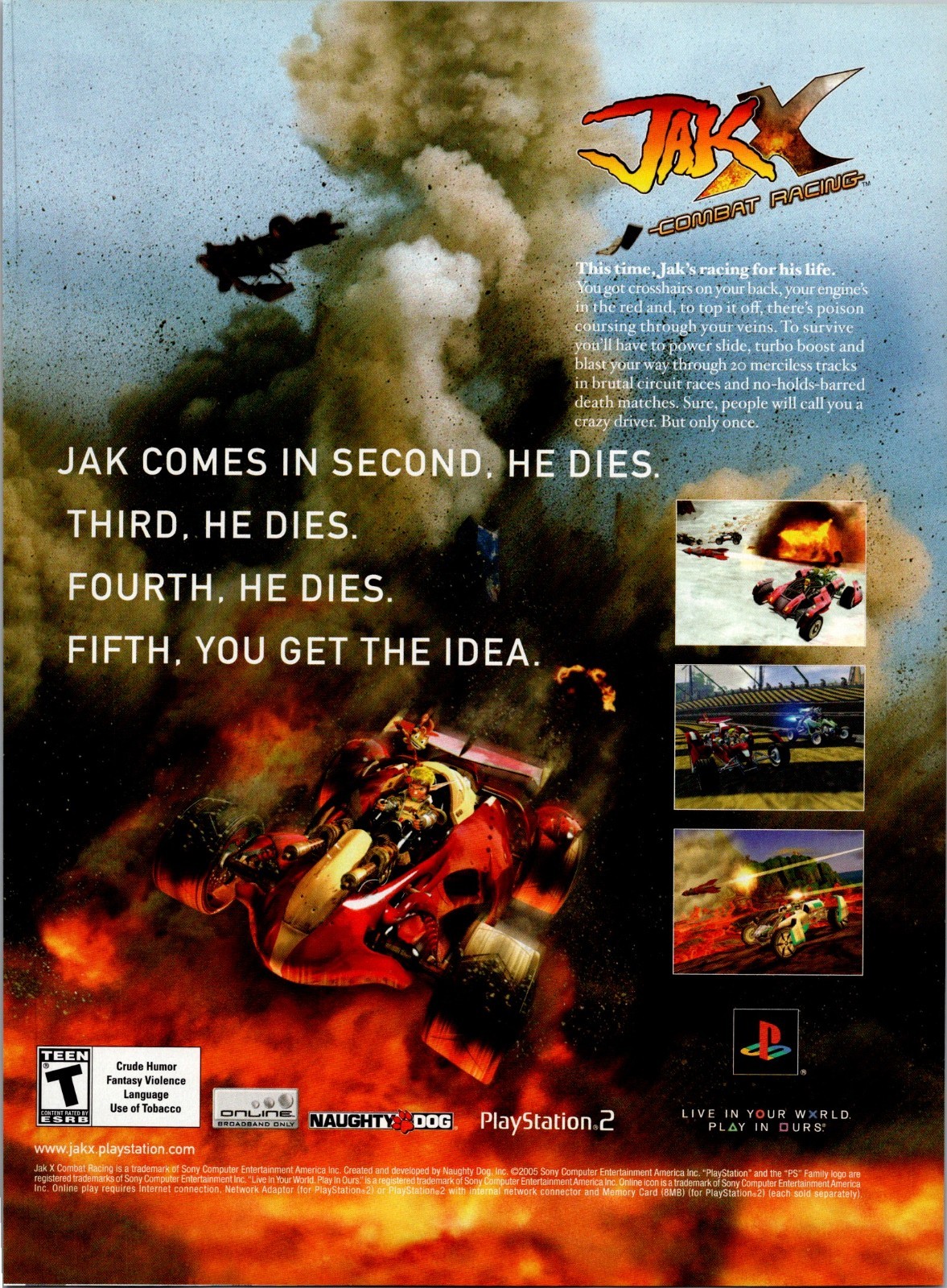 2006 • JAK X Combat Racing anuncio impreso • Y2K 2000s PS2 Videojuego ADS-68