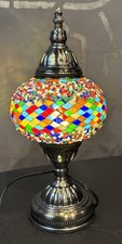 Turkish Style Mosaic Table Lamp Multicolor Glass Globe Accent Light Boho Decor