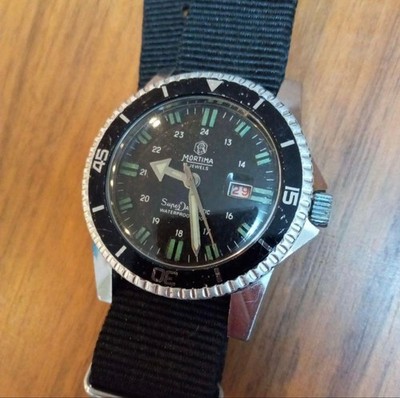 MORTIMA Vintage Diver Watch Black Dial Arrow Hand Manual Winding From Japan