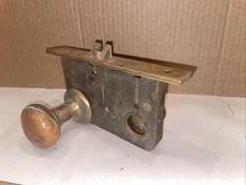 Vintage Brass Lockwood Mortise Russwin Lock Set With Door Knobs and Back Plates