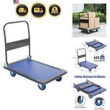 Foldable Push Cart Dolly - 600 Lb. Capacity Heavy Duty Platform Truck with 36...
