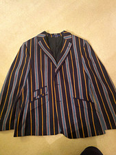 New & Lingwood Men’s Blue Striped Wool Twill Suit Jacket 44R 2-Button Henley Mod
