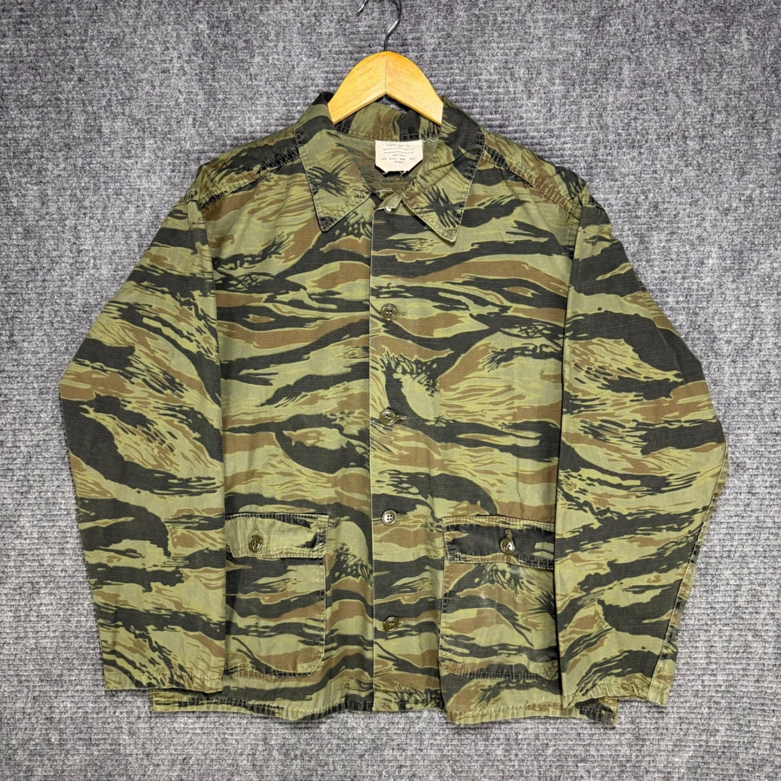 Vintage Robett Mfg Co Mens Tiger Stripe Camo Utility Shirt Jacket Med Cotton image 1