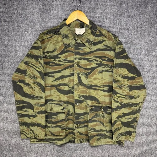 Vintage Robett Mfg Co Mens Tiger Stripe Camo Utility Shirt Jacket Med Cotton video thumbnail