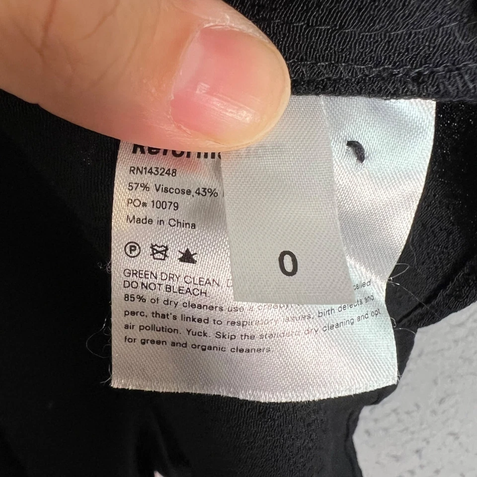 Reformation Size 0 Black Midi Dress With Cap Sleeves & Back Cutout Design - Image 4 of 4