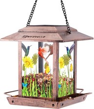 Solar Bird Feeders Outdoors 2.5 LBs Metal Wild Large Small Bird Feeder Outside