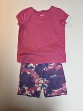 Pre-owned girl's tie dye shorts and pink casual top