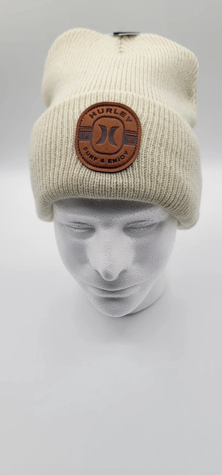 Hurley Surf & Enjoy Beige Cuffed Beanie One Size NWT Free Shipping!